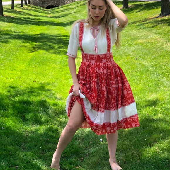 CarolinaK Red and White Floral Dress - Picture 1 of 4